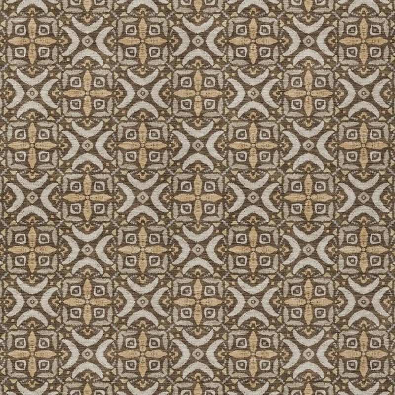 5' X 8' Chocolate And Brown Geometric Washable Indoor Outdoor Area Rug Homeroots Outdoor