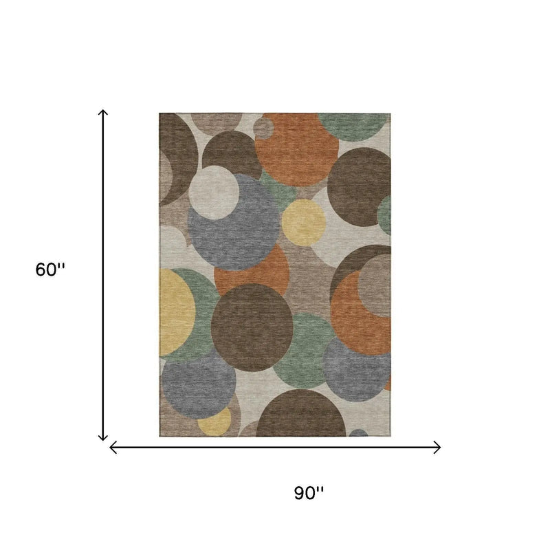 5' X 8' Chocolate And Brown Geometric Washable Indoor Outdoor Area Rug Homeroots Outdoor