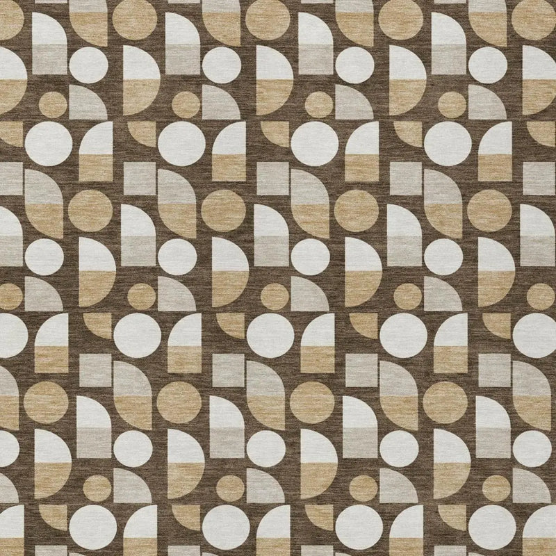 5' X 8' Chocolate And Brown Geometric Washable Indoor Outdoor Area Rug Homeroots Outdoor