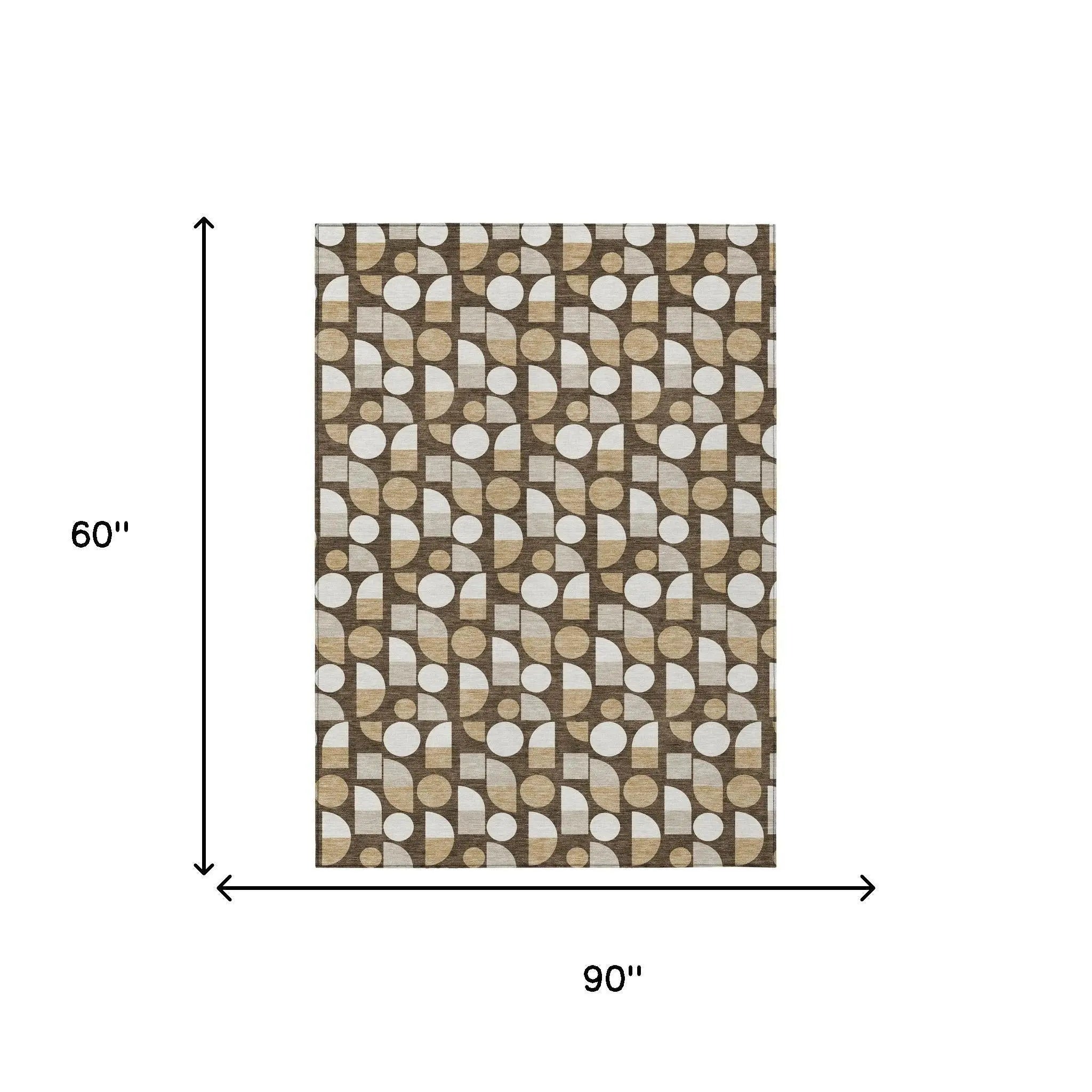 5' X 8' Chocolate And Brown Geometric Washable Indoor Outdoor Area Rug Homeroots Outdoor