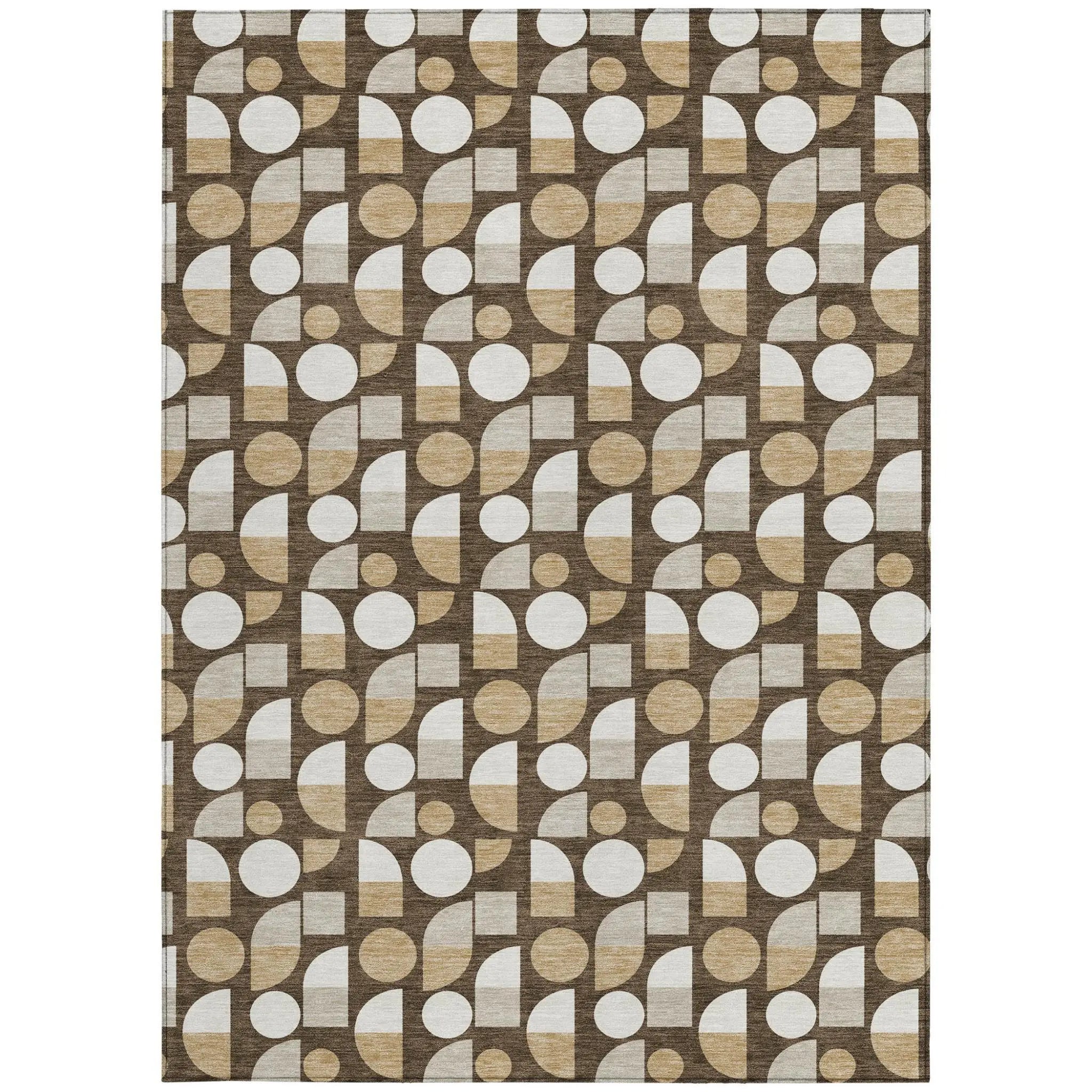 5' X 8' Chocolate And Brown Geometric Washable Indoor Outdoor Area Rug Homeroots Outdoor