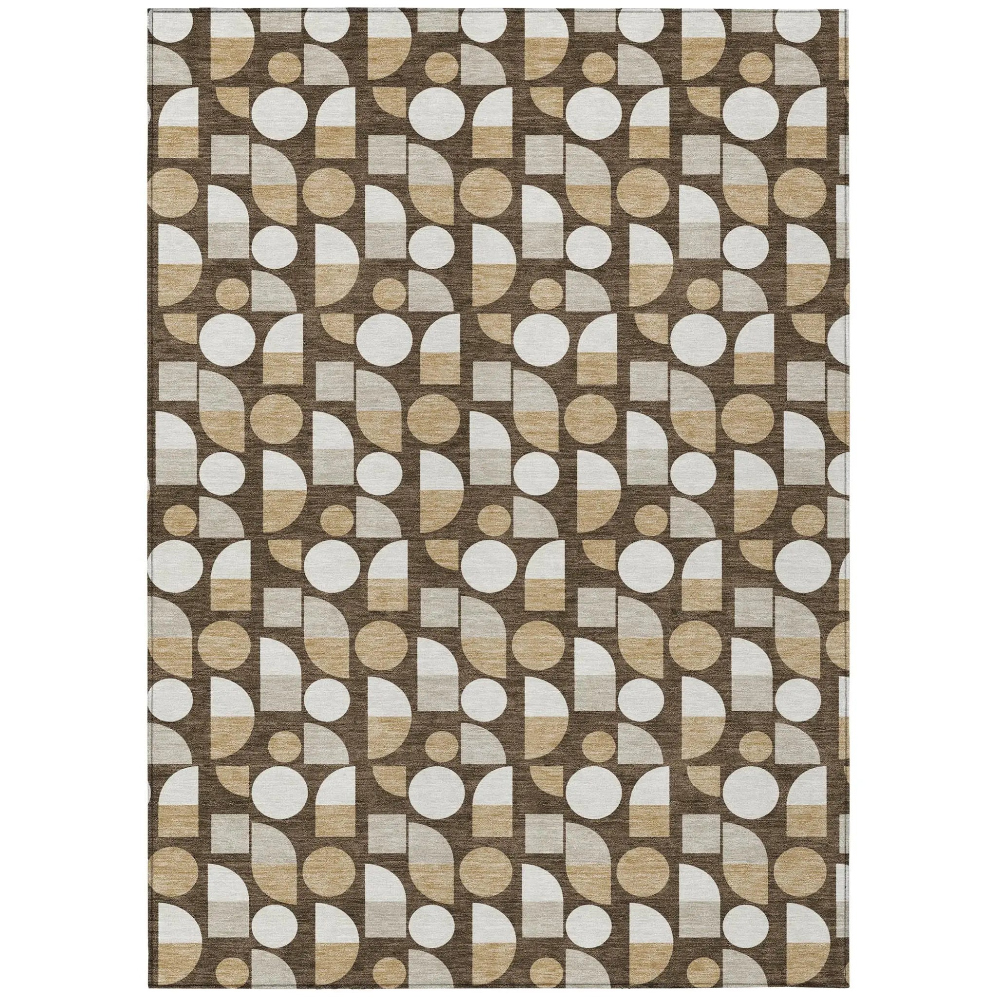5' X 8' Chocolate And Brown Geometric Washable Indoor Outdoor Area Rug Homeroots Outdoor