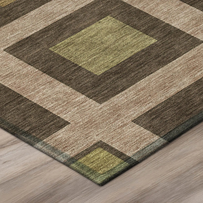 5' X 8' Chocolate And Brown Geometric Washable Indoor Outdoor Area Rug Homeroots Outdoor