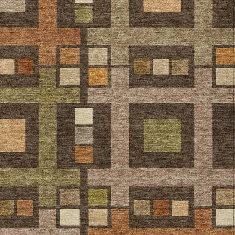 5' X 8' Chocolate And Brown Geometric Washable Indoor Outdoor Area Rug Homeroots Outdoor