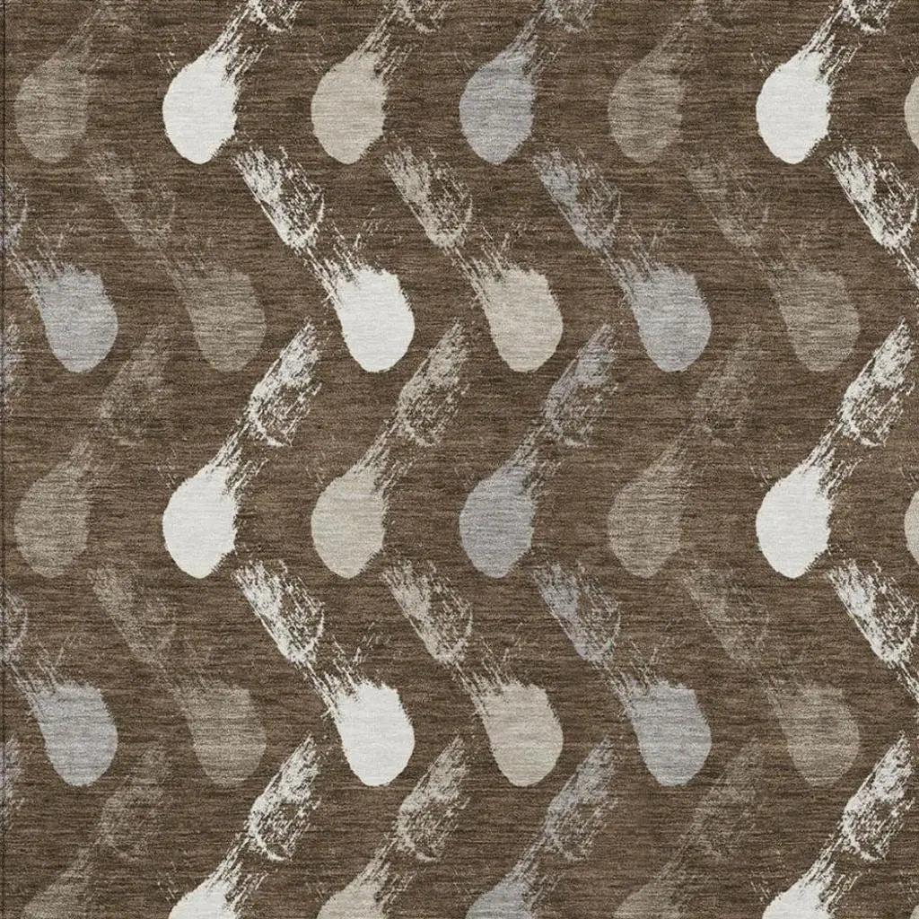 5' X 8' Chocolate And Brown Geometric Washable Indoor Outdoor Area Rug Homeroots Outdoor
