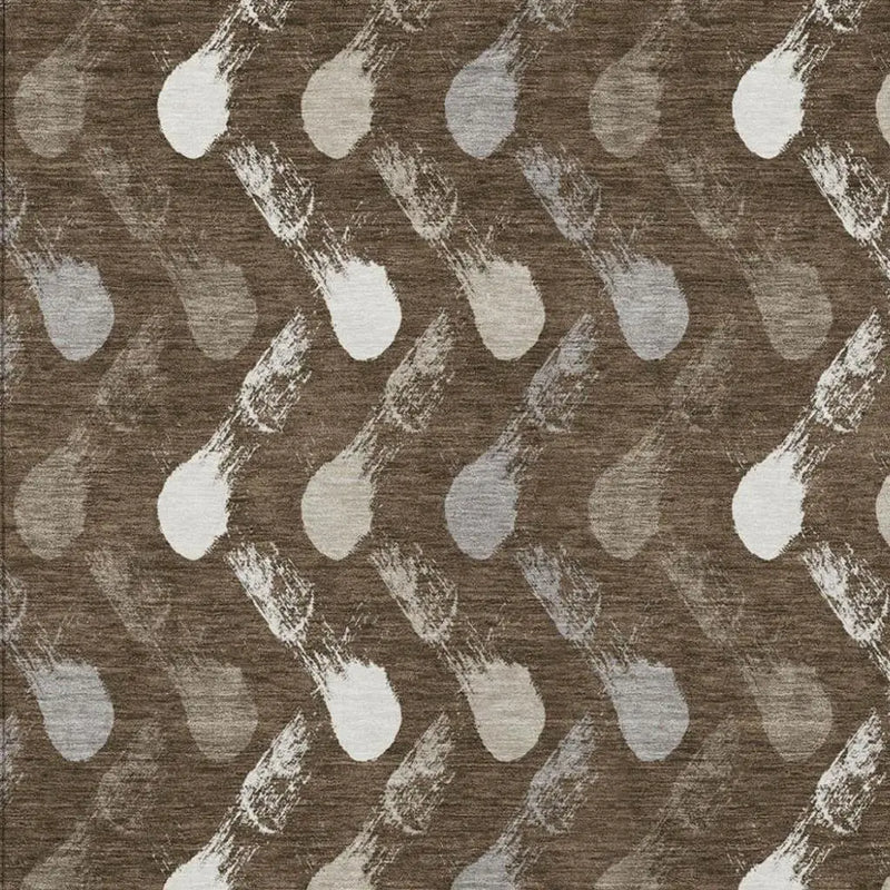 5' X 8' Chocolate And Brown Geometric Washable Indoor Outdoor Area Rug Homeroots Outdoor