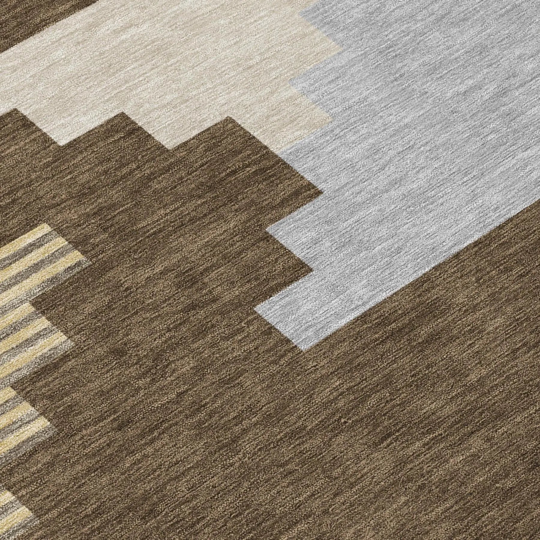 5' X 8' Chocolate And Brown Geometric Washable Indoor Outdoor Area Rug Homeroots Outdoor