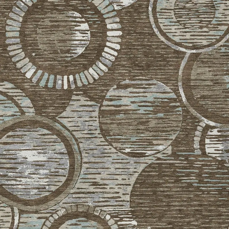 5' X 8' Chocolate And Brown Geometric Washable Indoor Outdoor Area Rug Homeroots Outdoor