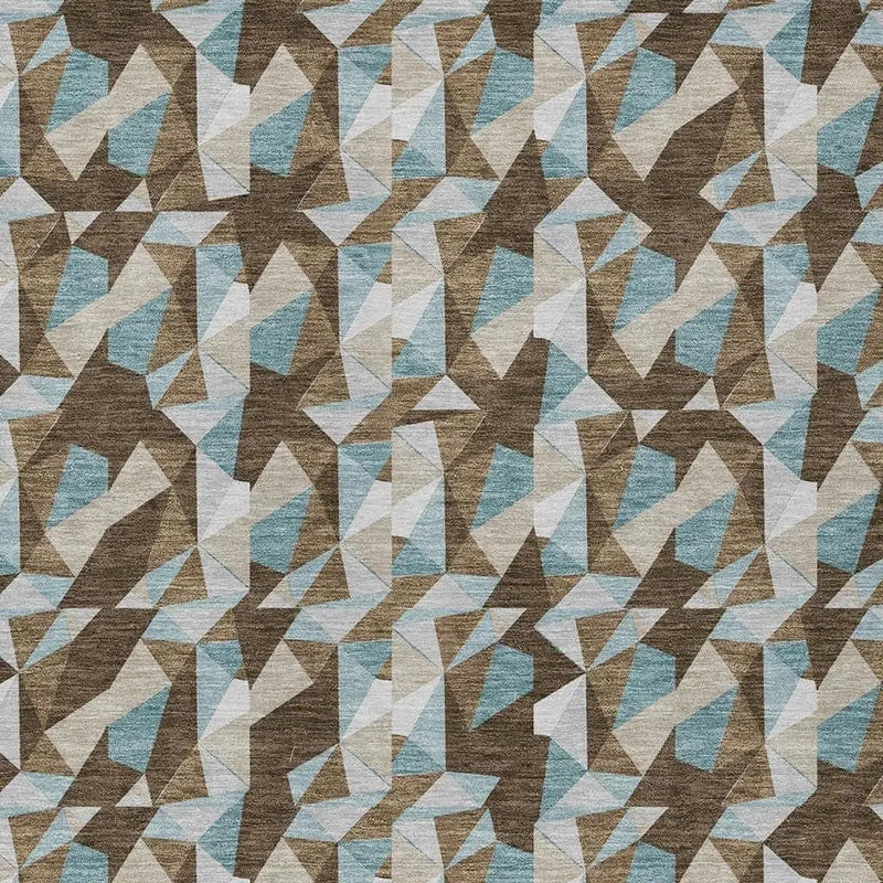 5' X 8' Chocolate And Brown Geometric Washable Indoor Outdoor Area Rug Homeroots Outdoor