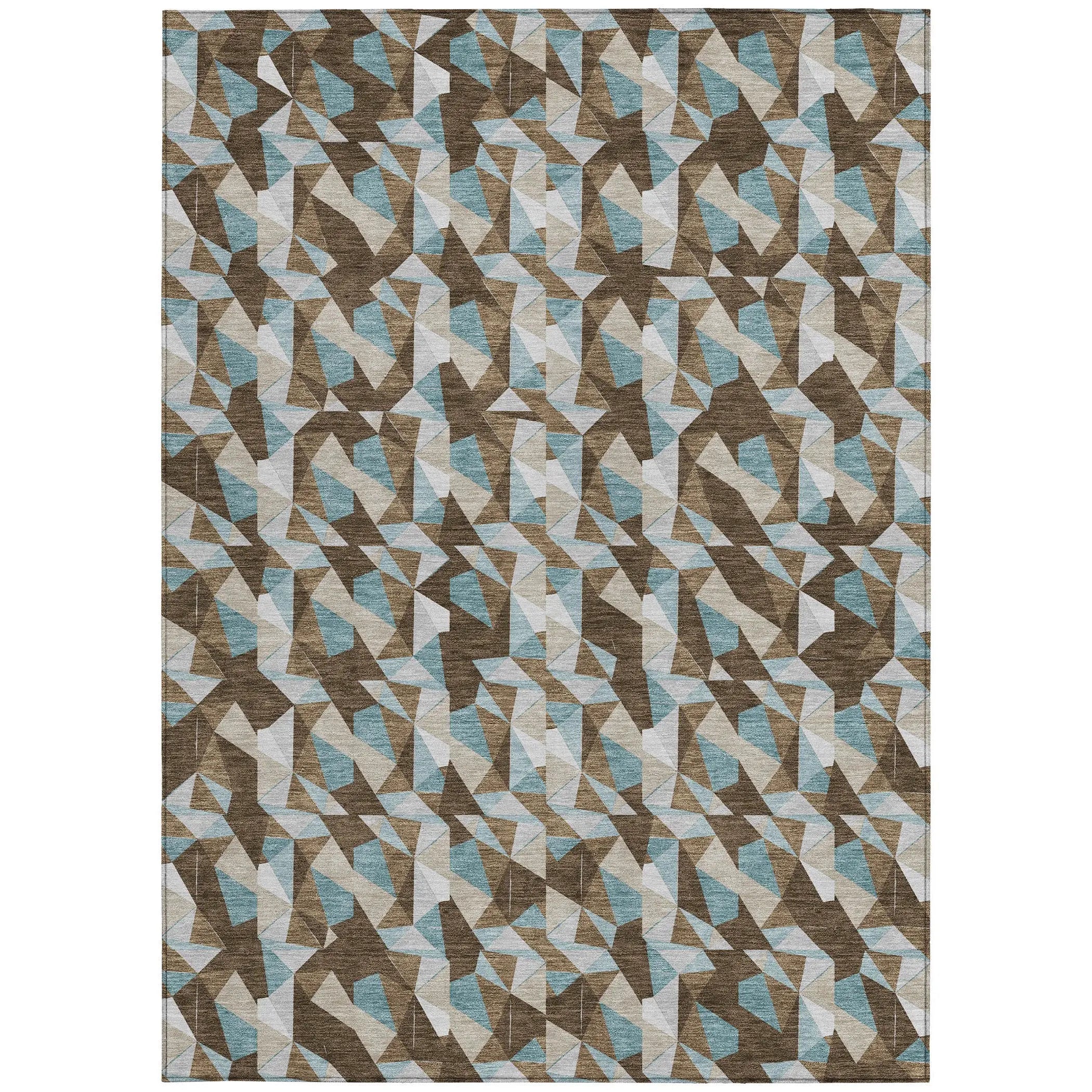 5' X 8' Chocolate And Brown Geometric Washable Indoor Outdoor Area Rug Homeroots Outdoor