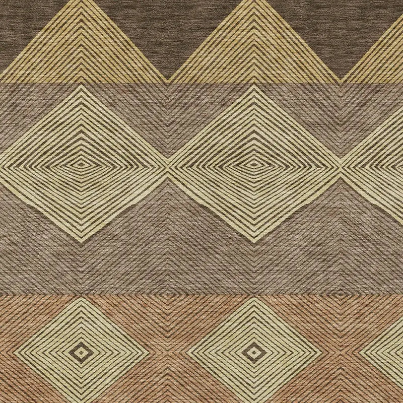5' X 8' Chocolate And Brown Geometric Washable Indoor Outdoor Area Rug Homeroots Outdoor