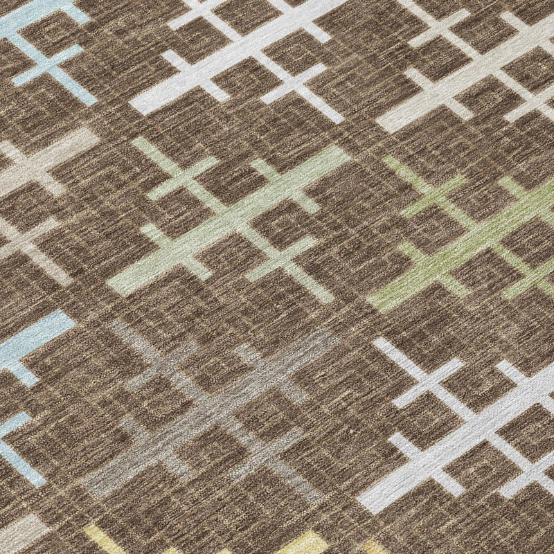 5' X 8' Chocolate And Brown Geometric Washable Indoor Outdoor Area Rug Homeroots Outdoor