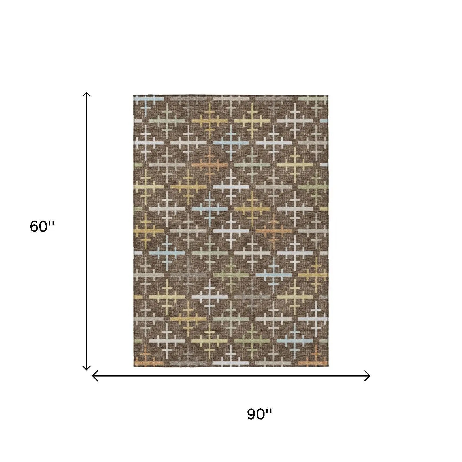 5' X 8' Chocolate And Brown Geometric Washable Indoor Outdoor Area Rug Homeroots Outdoor