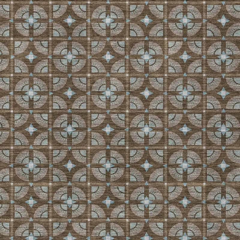 5' X 8' Chocolate And Brown Geometric Washable Indoor Outdoor Area Rug Homeroots Outdoor