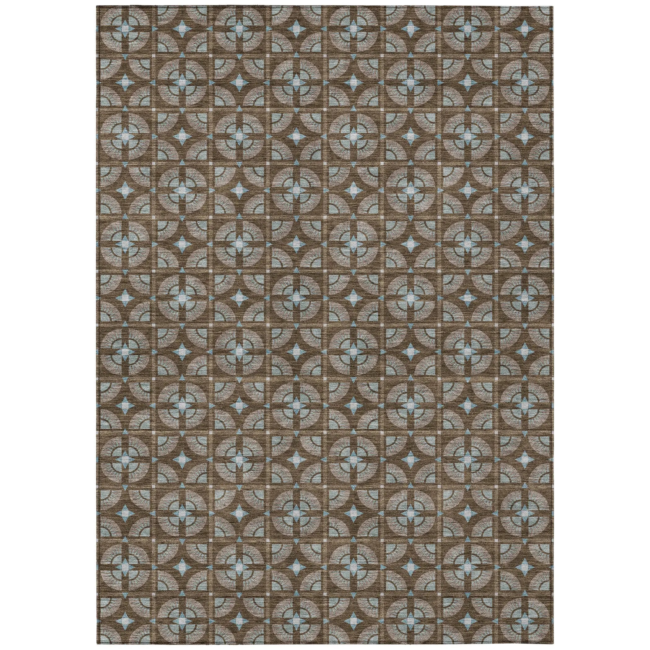5' X 8' Chocolate And Brown Geometric Washable Indoor Outdoor Area Rug Homeroots Outdoor
