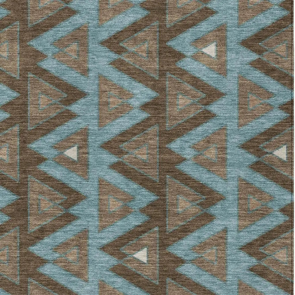 5' X 8' Chocolate And Brown Geometric Washable Indoor Outdoor Area Rug Homeroots Outdoor