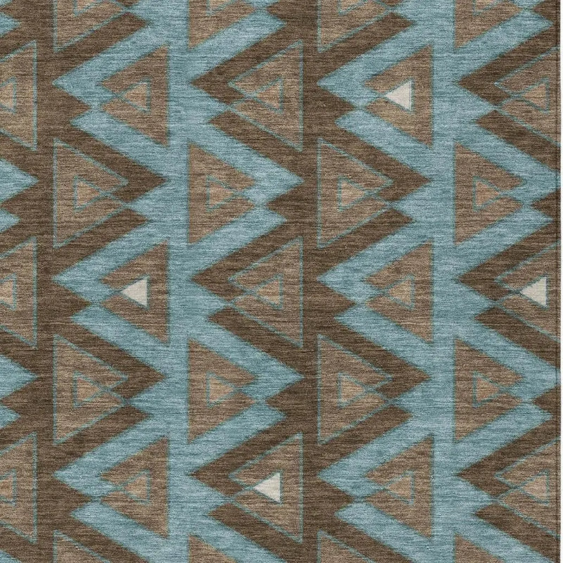 5' X 8' Chocolate And Brown Geometric Washable Indoor Outdoor Area Rug Homeroots Outdoor