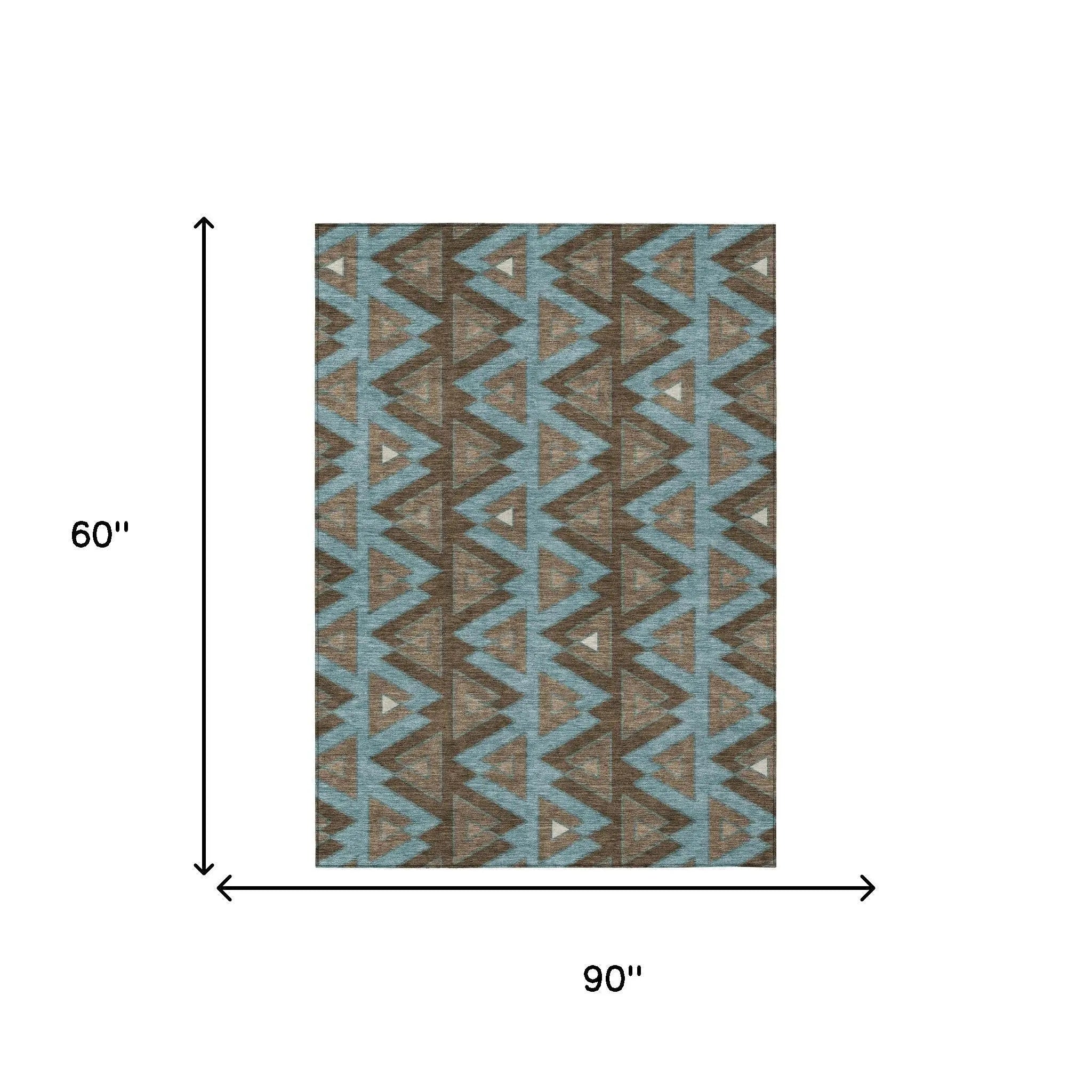 5' X 8' Chocolate And Brown Geometric Washable Indoor Outdoor Area Rug Homeroots Outdoor