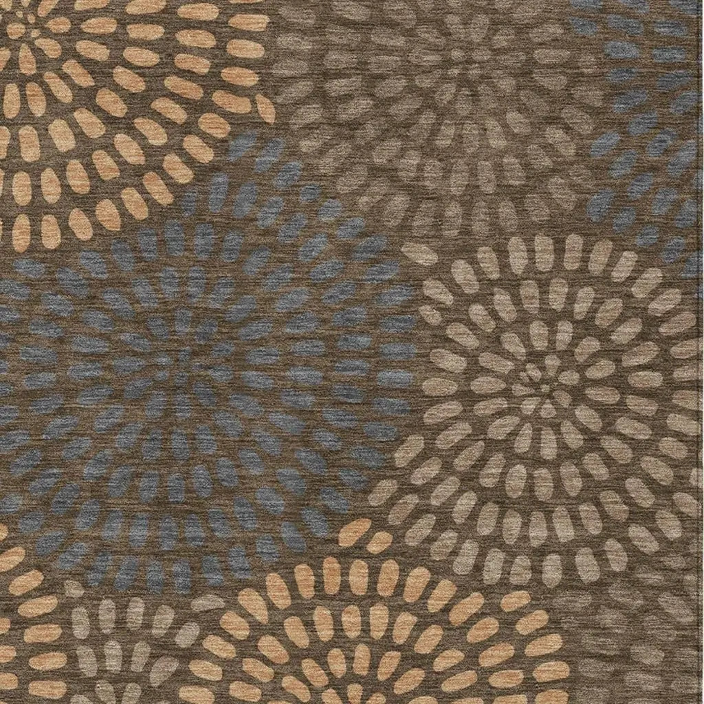 5' X 8' Chocolate And Brown Geometric Washable Indoor Outdoor Area Rug Homeroots Outdoor