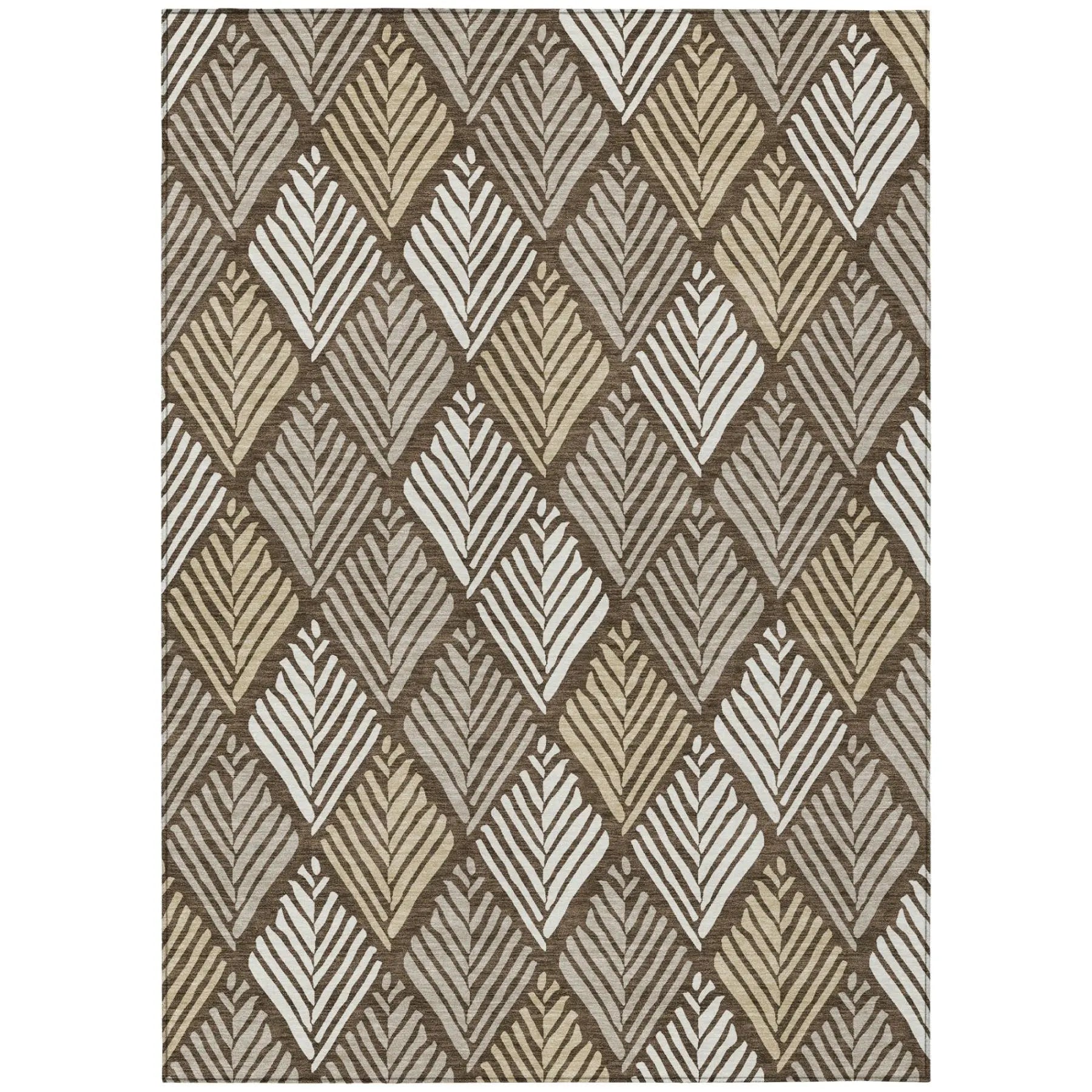 5' X 8' Chocolate And Brown Geometric Washable Indoor Outdoor Area Rug Homeroots Outdoor