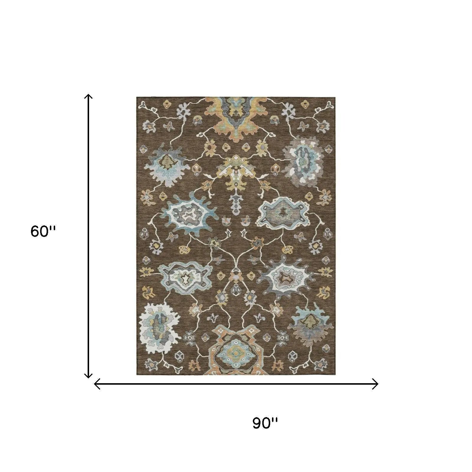 5' X 8' Chocolate And Brown Oriental Washable Indoor Outdoor Area Rug Homeroots Outdoor