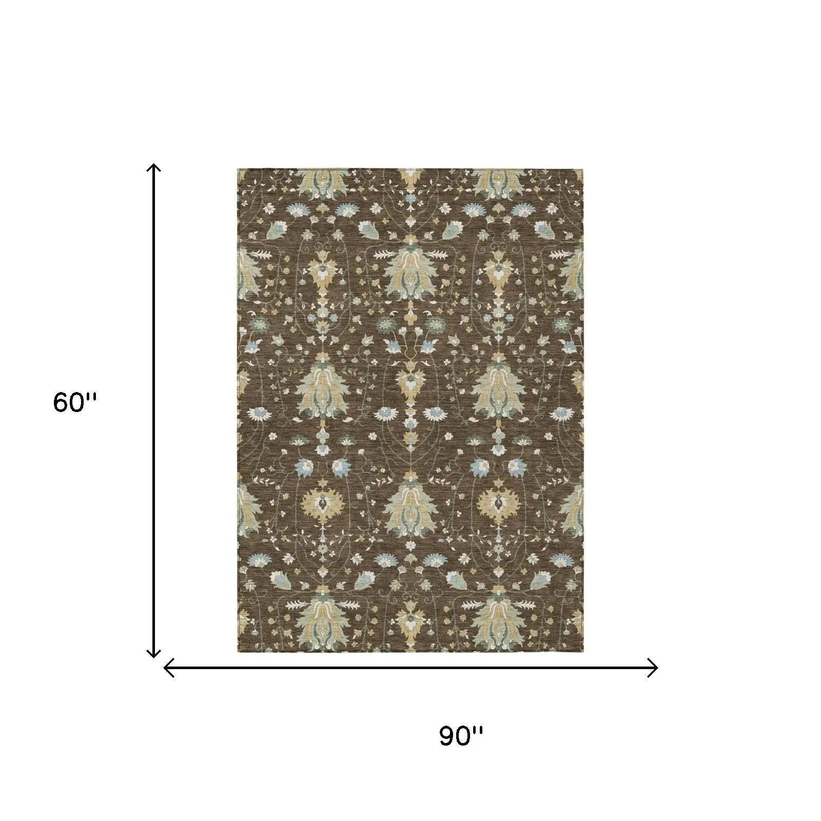 5' X 8' Chocolate And Brown Oriental Washable Indoor Outdoor Area Rug Homeroots Outdoor