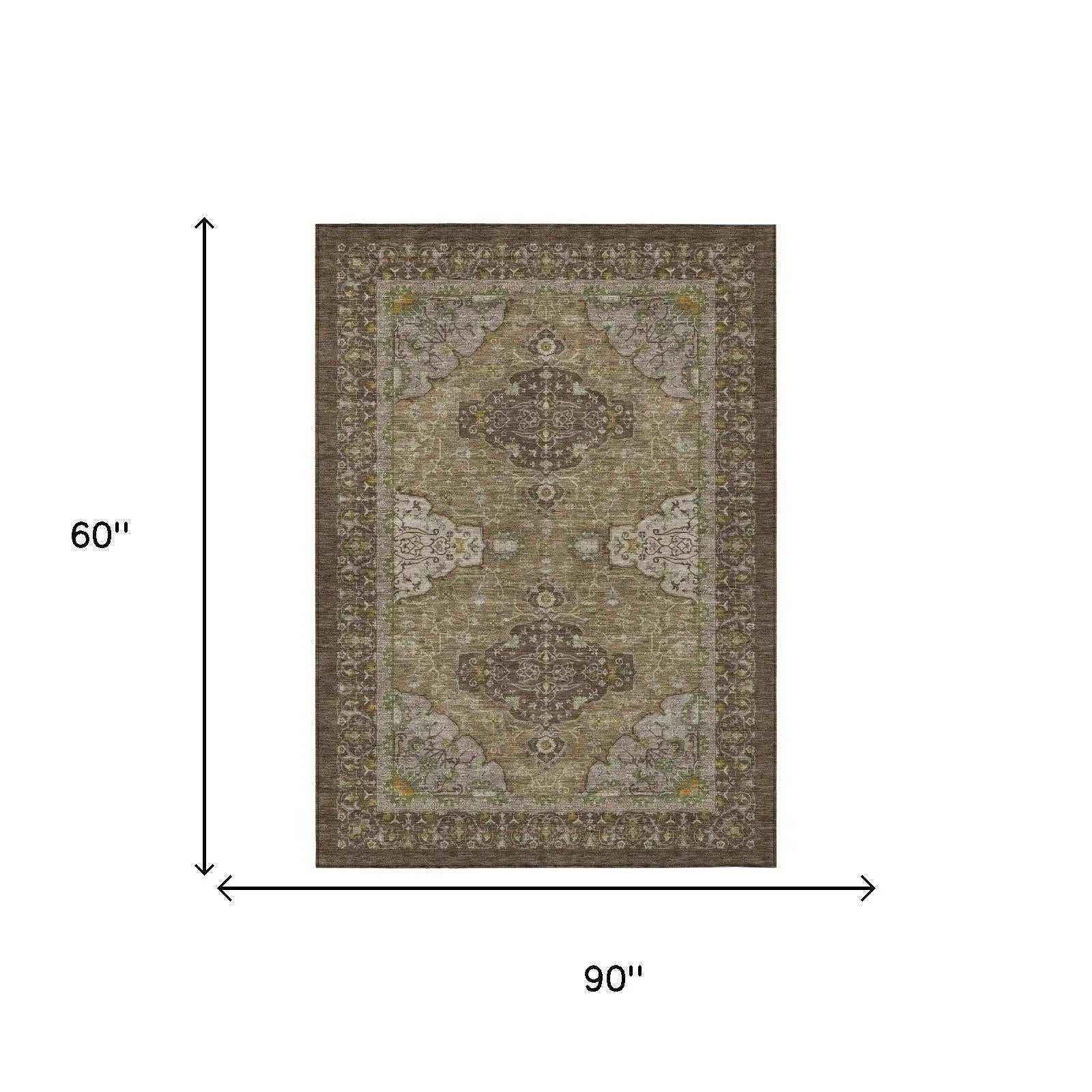 5' X 8' Chocolate And Brown Oriental Washable Indoor Outdoor Area Rug Homeroots Outdoor