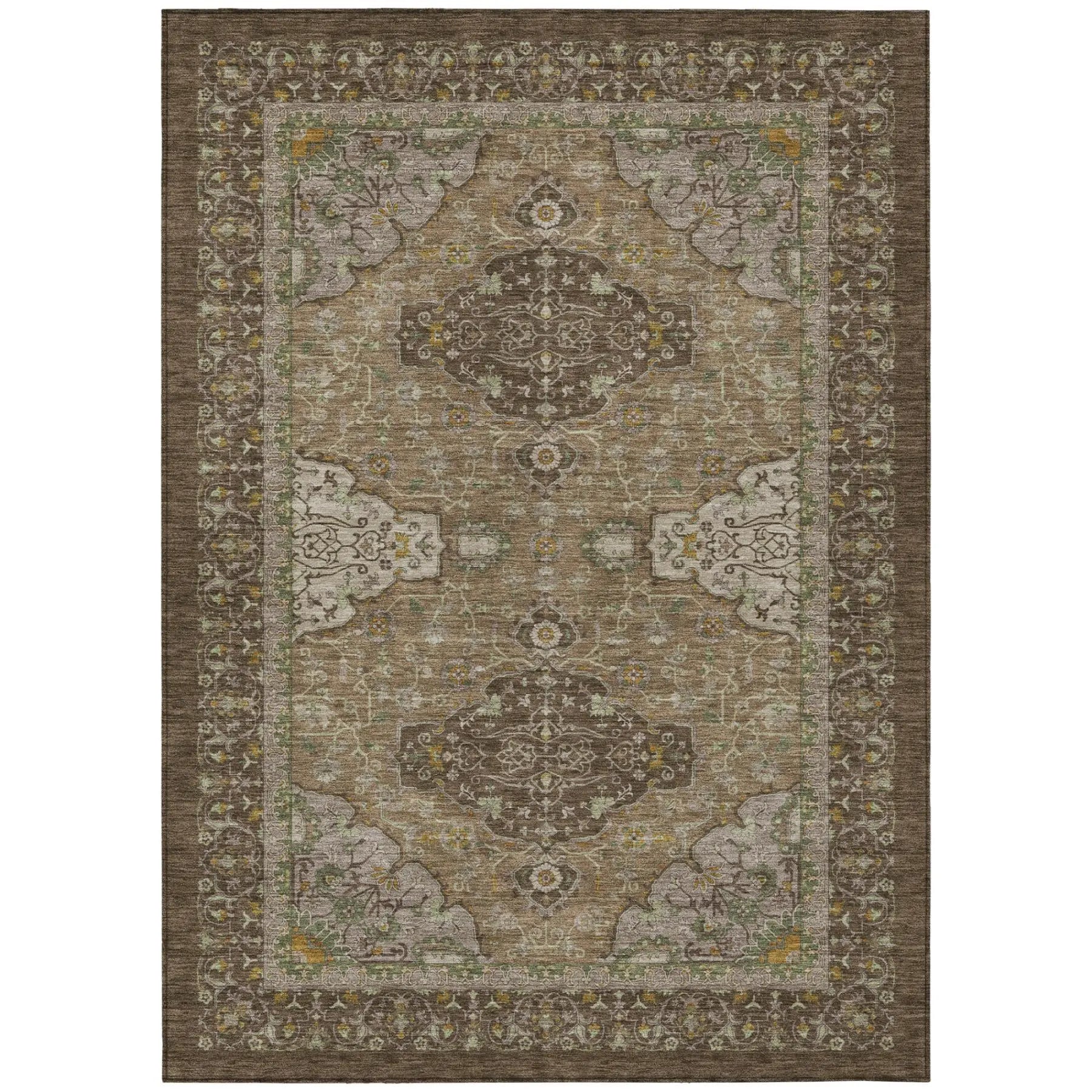 5' X 8' Chocolate And Brown Oriental Washable Indoor Outdoor Area Rug Homeroots Outdoor