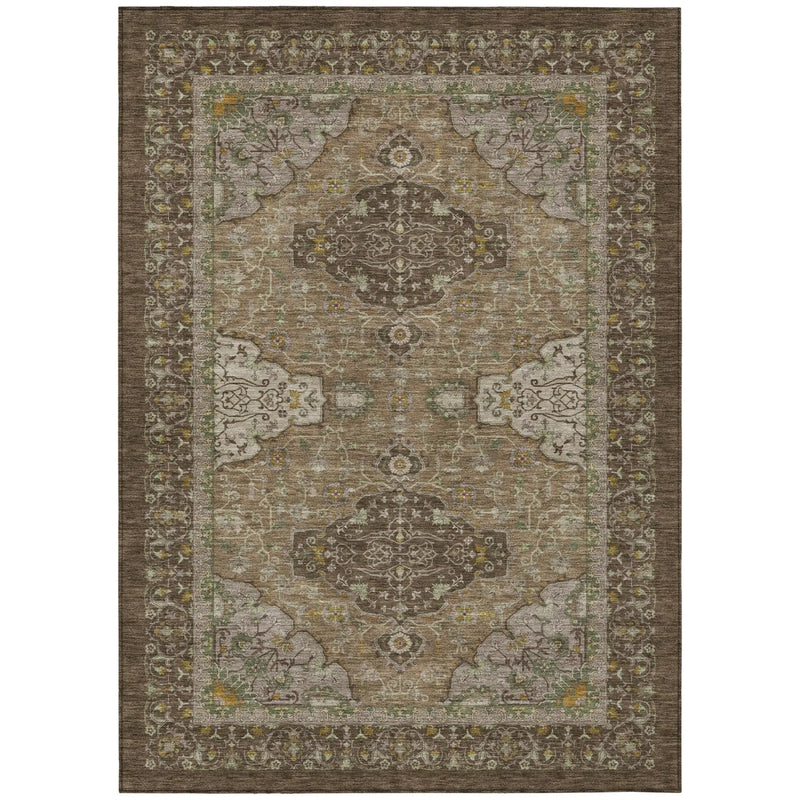 5' X 8' Chocolate And Brown Oriental Washable Indoor Outdoor Area Rug Homeroots Outdoor
