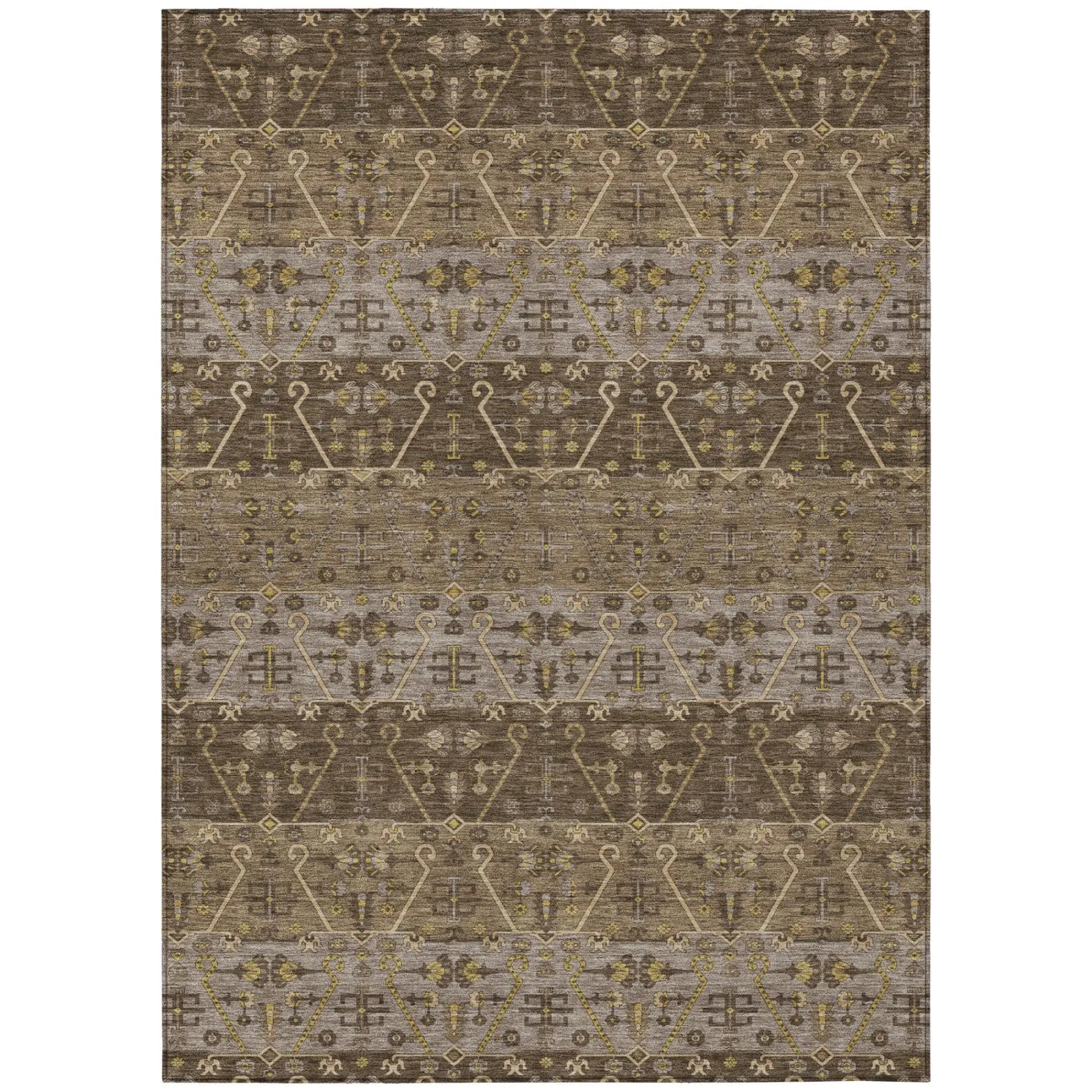 5' X 8' Chocolate And Brown Oriental Washable Indoor Outdoor Area Rug Homeroots Outdoor
