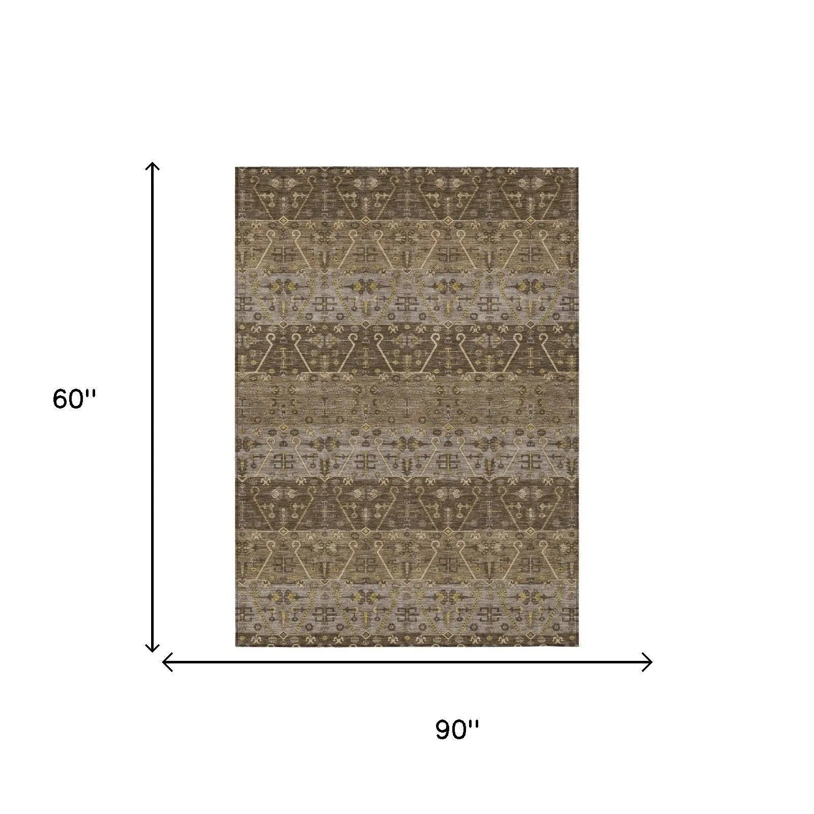 5' X 8' Chocolate And Brown Oriental Washable Indoor Outdoor Area Rug Homeroots Outdoor