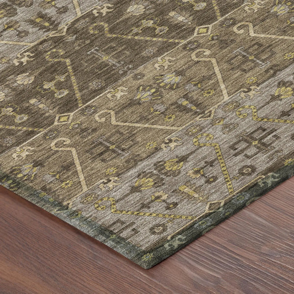 5' X 8' Chocolate And Brown Oriental Washable Indoor Outdoor Area Rug Homeroots Outdoor