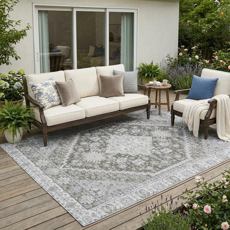5' X 8' Chocolate And Brown Oriental Washable Indoor Outdoor Area Rug Homeroots Outdoor
