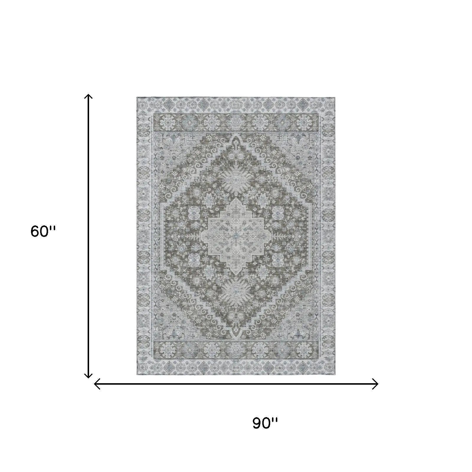 5' X 8' Chocolate And Brown Oriental Washable Indoor Outdoor Area Rug Homeroots Outdoor