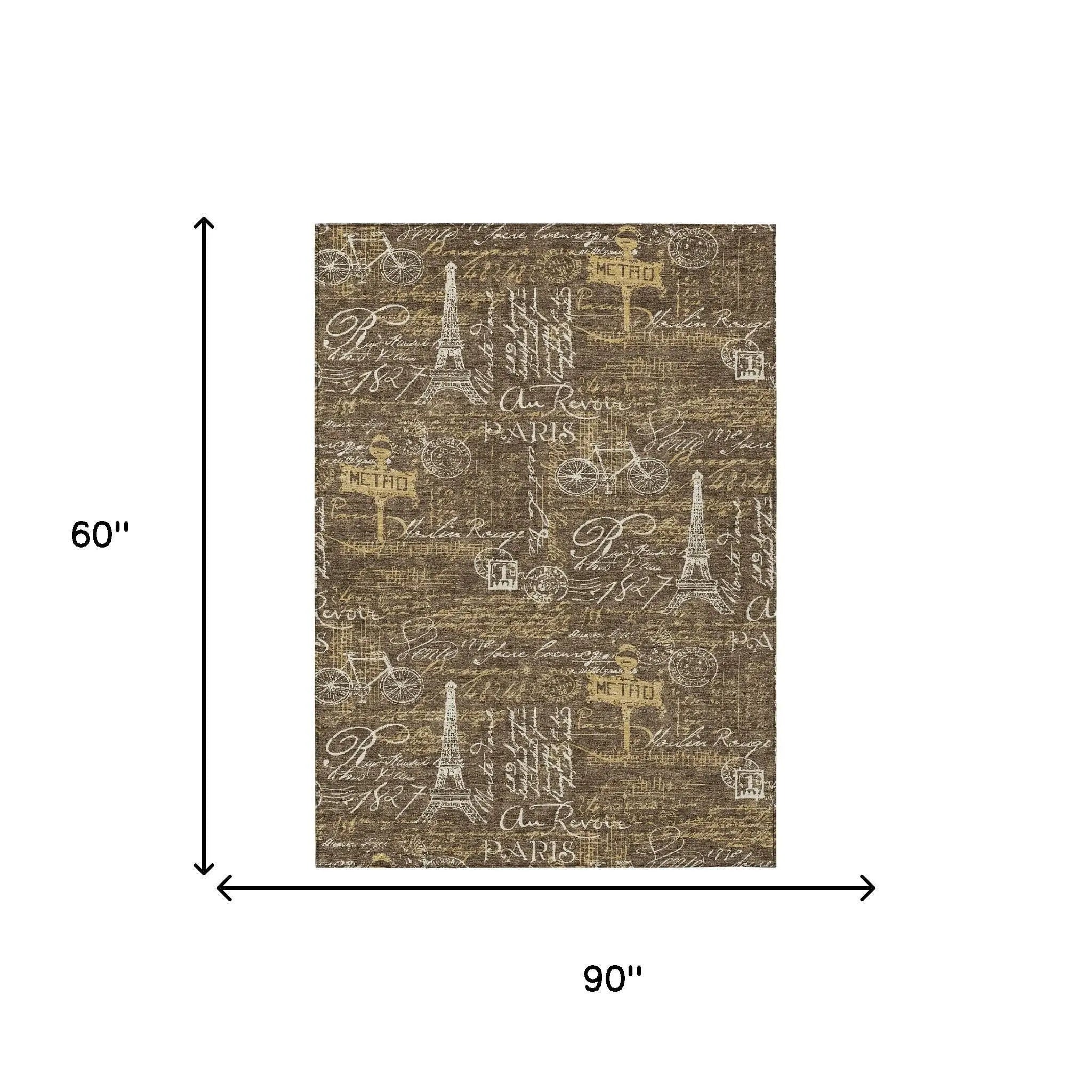 5' X 8' Chocolate And Brown Southwestern Washable Indoor Outdoor Area Rug Homeroots Outdoor