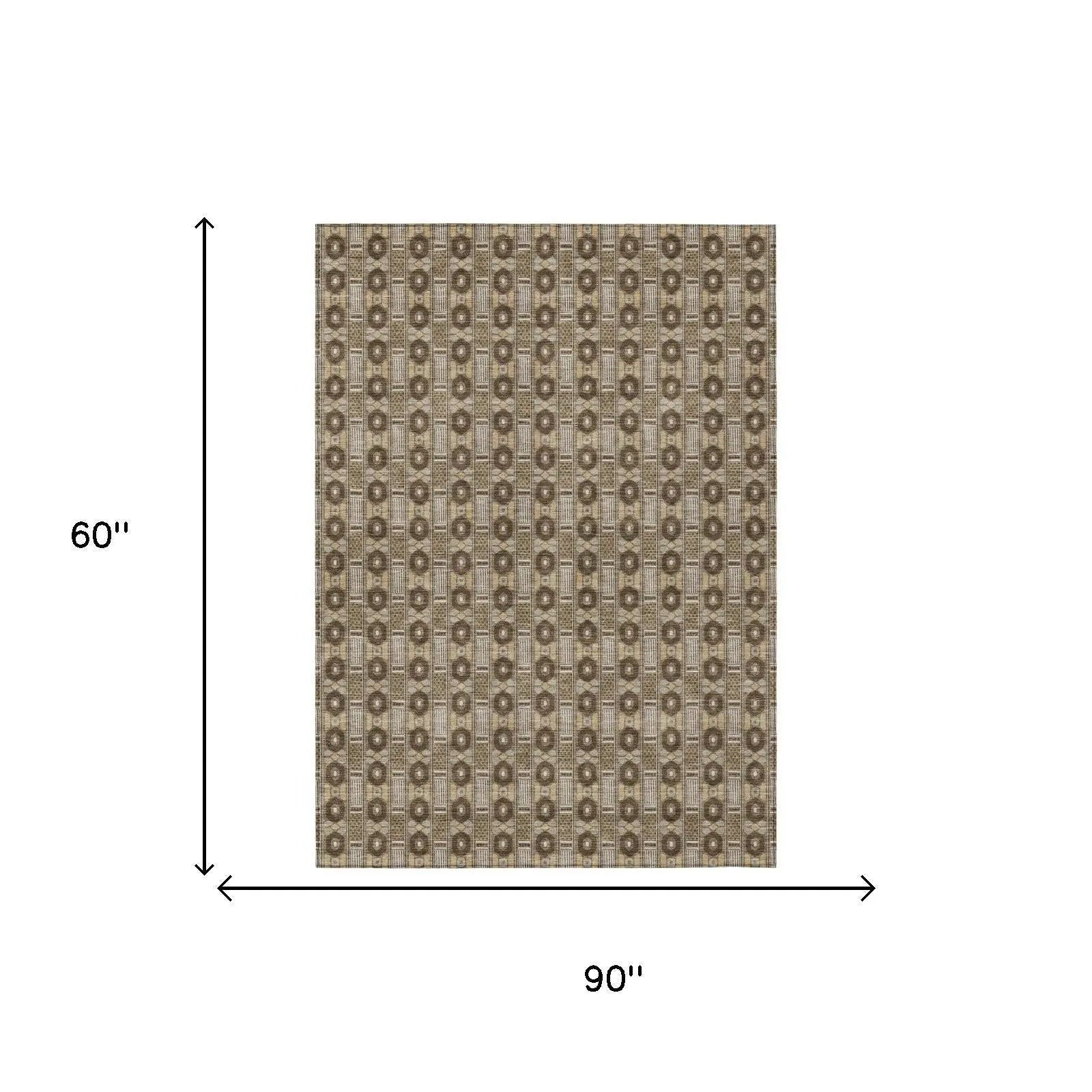 5' X 8' Chocolate And Brown Striped Washable Indoor Outdoor Area Rug Homeroots Outdoor