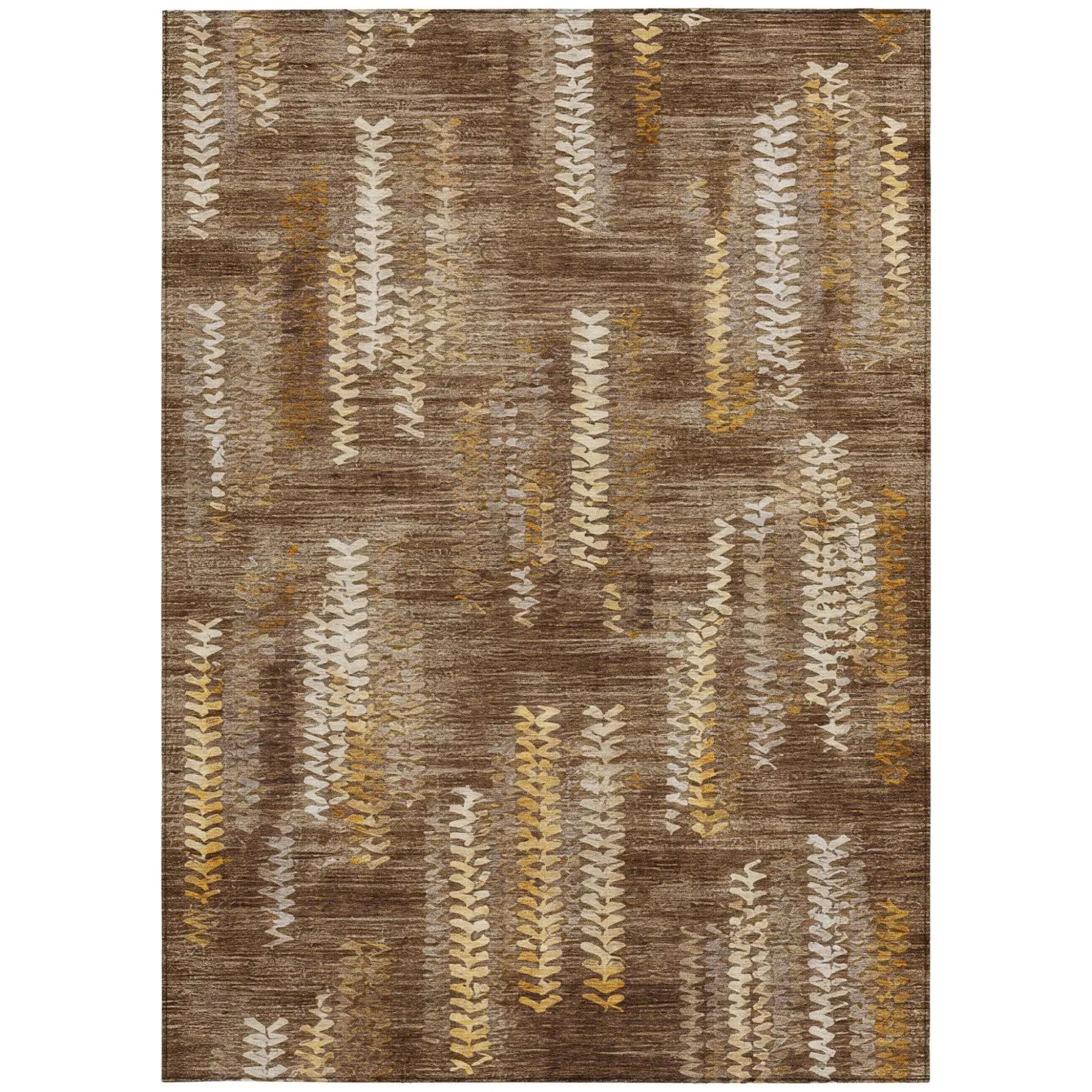 5' X 8' Chocolate And Brown Striped Washable Indoor Outdoor Area Rug Homeroots Outdoor