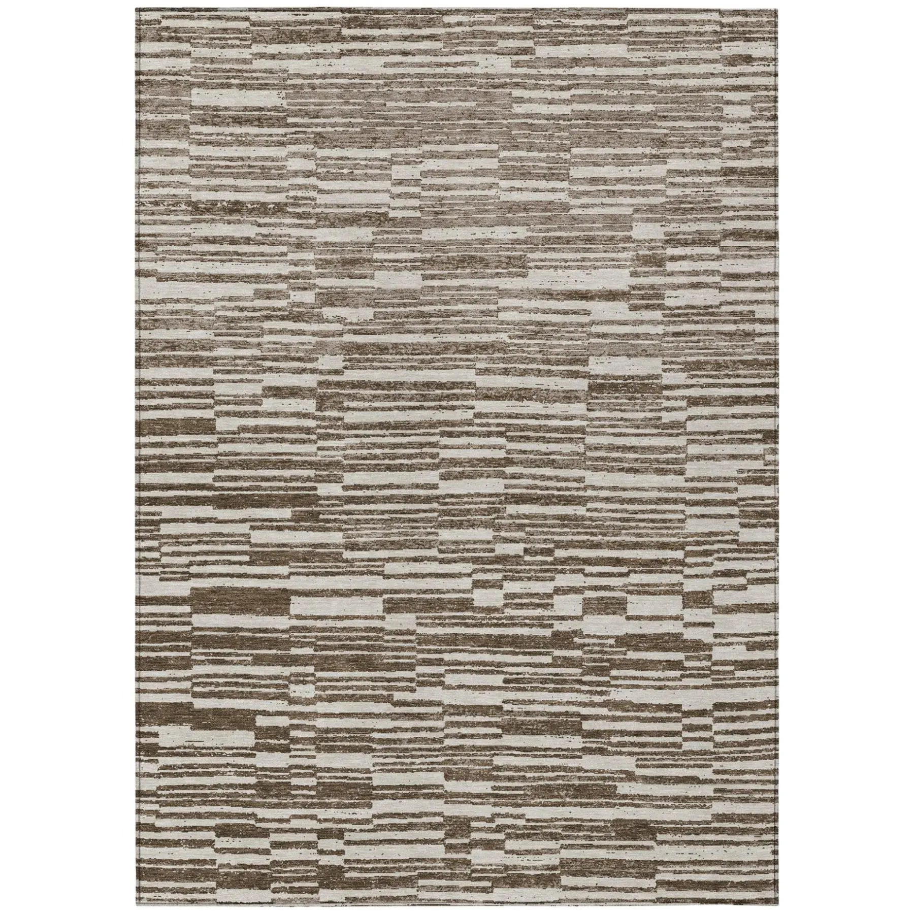 5' X 8' Chocolate And Brown Striped Washable Indoor Outdoor Area Rug Homeroots Outdoor