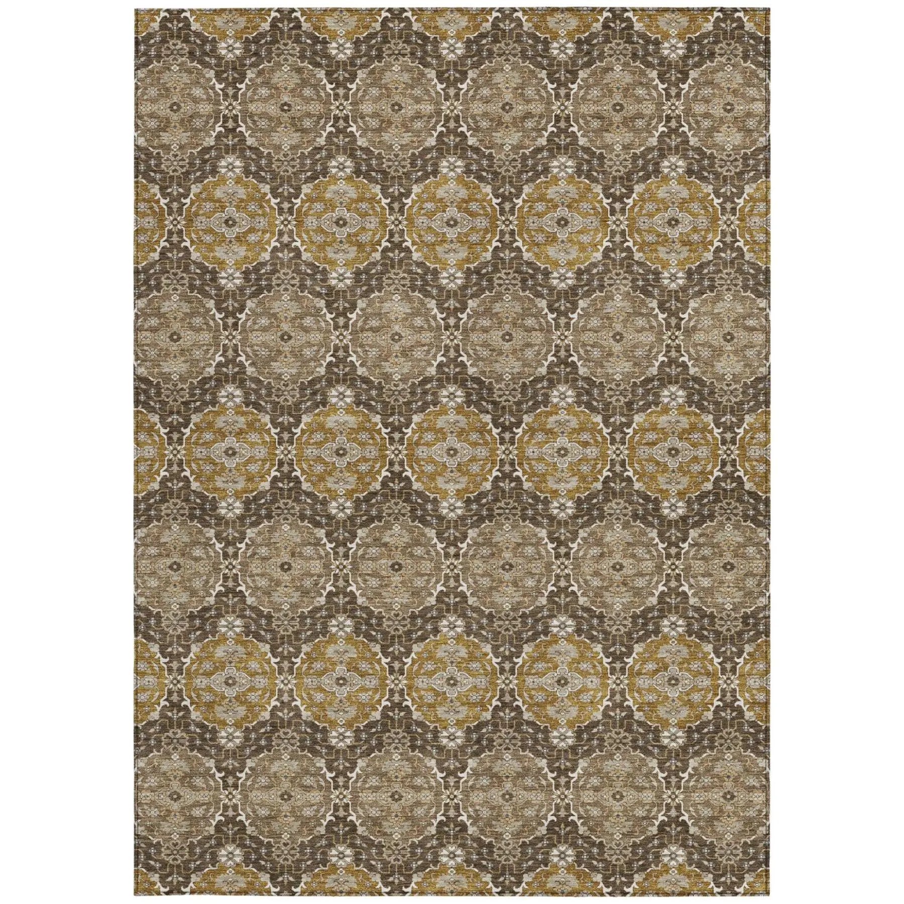 5' X 8' Chocolate And Brown Striped Washable Indoor Outdoor Area Rug Homeroots Outdoor