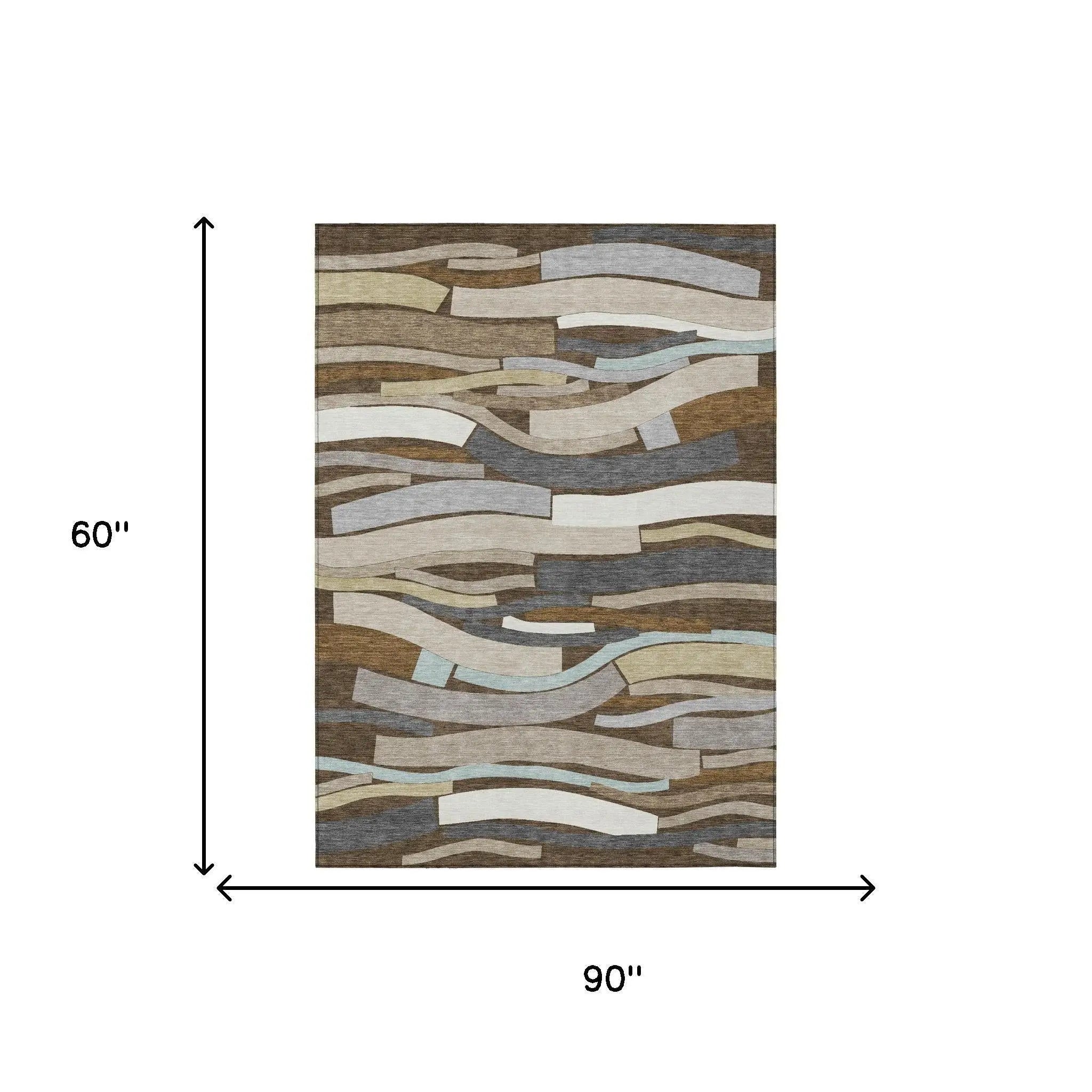 5' X 8' Chocolate And Brown Striped Washable Indoor Outdoor Area Rug Homeroots Outdoor