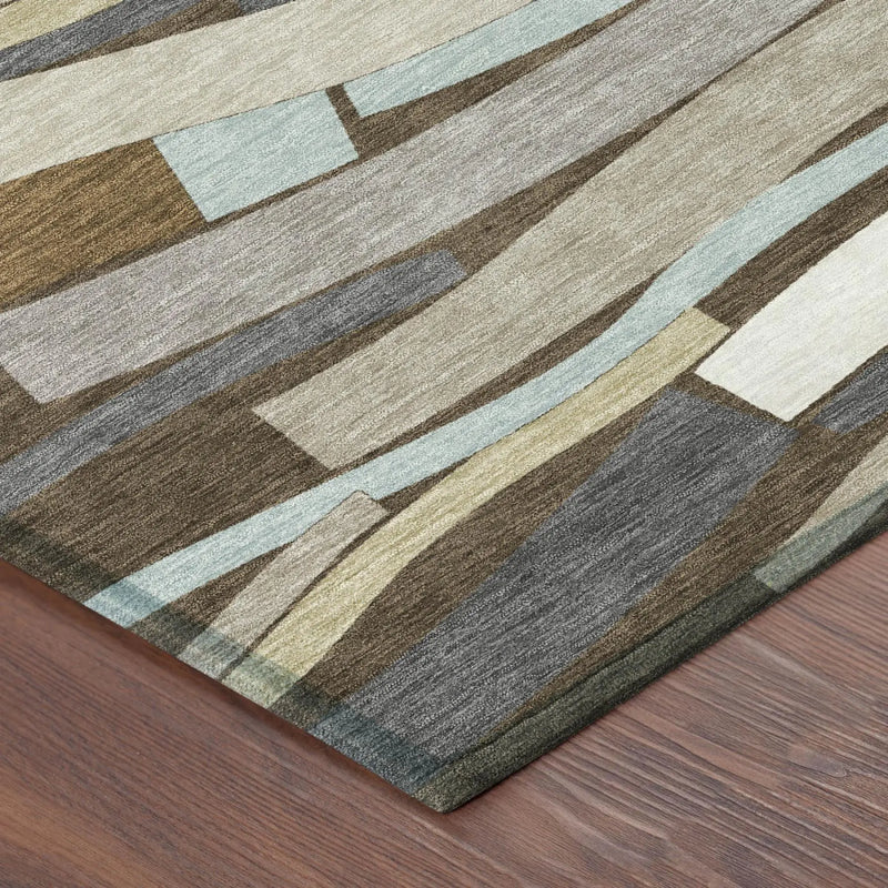5' X 8' Chocolate And Brown Striped Washable Indoor Outdoor Area Rug Homeroots Outdoor