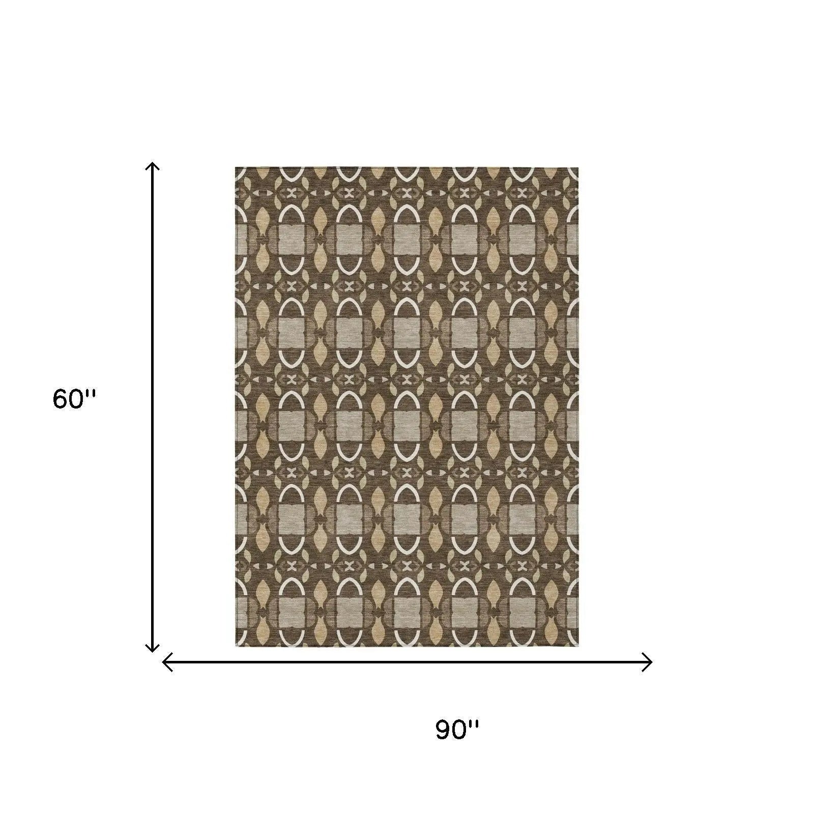 5' X 8' Chocolate And Brown Striped Washable Indoor Outdoor Area Rug Homeroots Outdoor