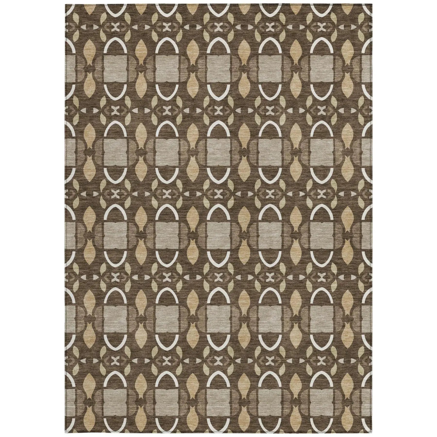 5' X 8' Chocolate And Brown Striped Washable Indoor Outdoor Area Rug Homeroots Outdoor