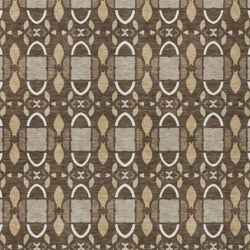 5' X 8' Chocolate And Brown Striped Washable Indoor Outdoor Area Rug Homeroots Outdoor
