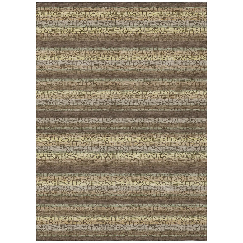 5' X 8' Chocolate And Brown Striped Washable Indoor Outdoor Area Rug Homeroots Outdoor
