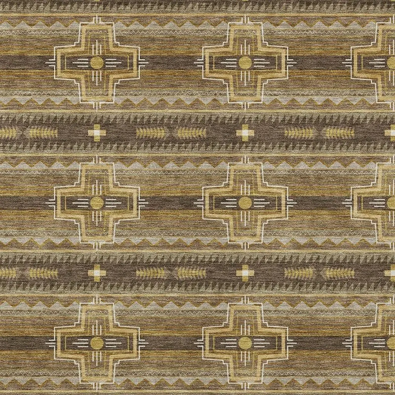 5' X 8' Chocolate And Brown Tribal Washable Indoor Outdoor Area Rug Homeroots Outdoor