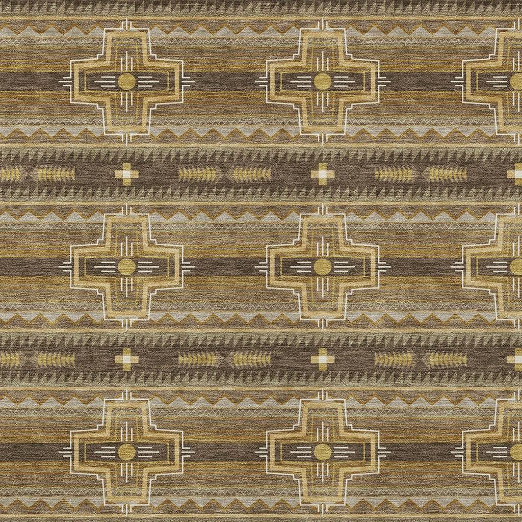 5' X 8' Chocolate And Brown Tribal Washable Indoor Outdoor Area Rug Homeroots Outdoor