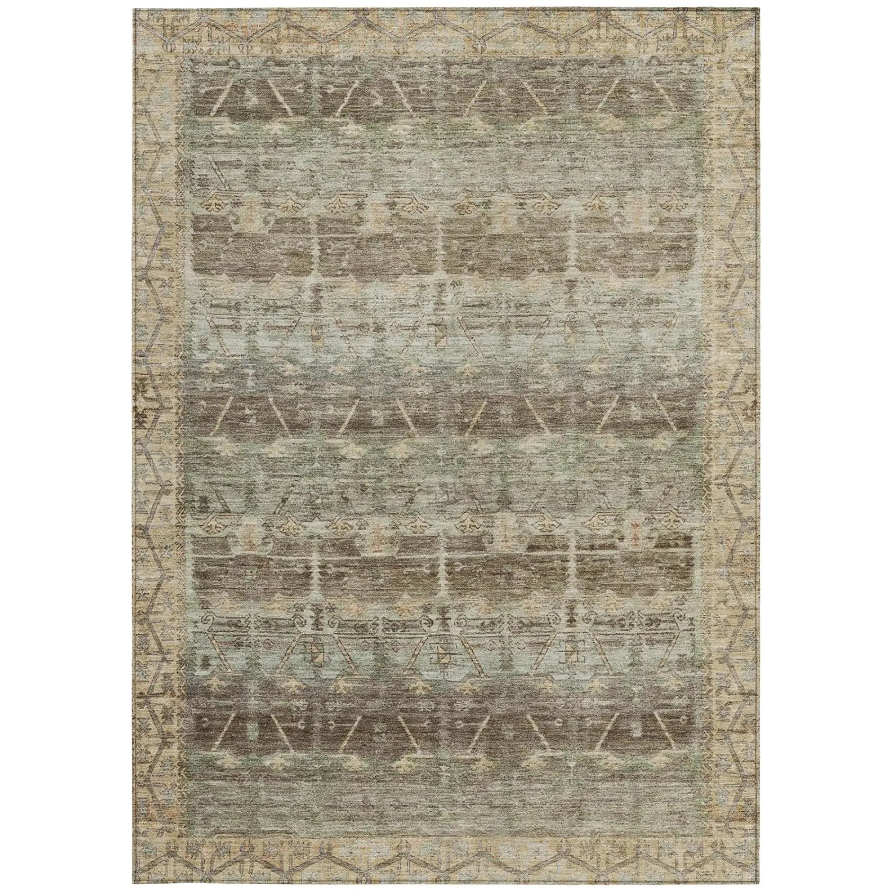 5' X 8' Chocolate And Brown Tribal Washable Indoor Outdoor Area Rug Homeroots Outdoor