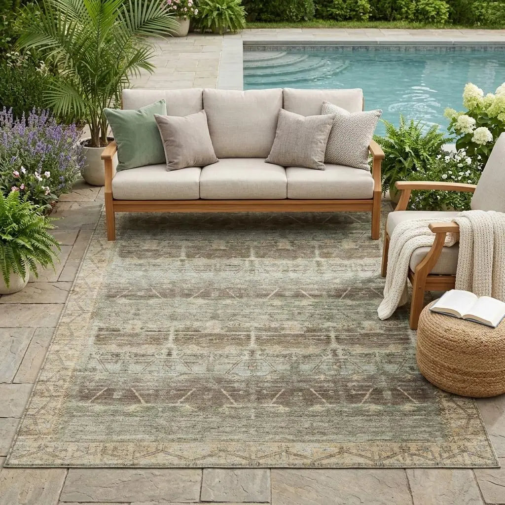 5' X 8' Chocolate And Brown Tribal Washable Indoor Outdoor Area Rug Homeroots Outdoor