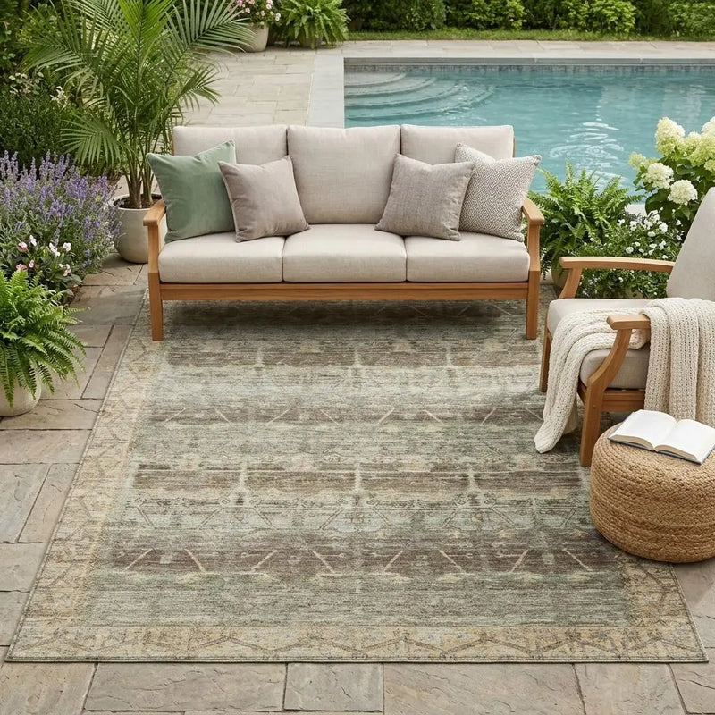 5' X 8' Chocolate And Brown Tribal Washable Indoor Outdoor Area Rug Homeroots Outdoor